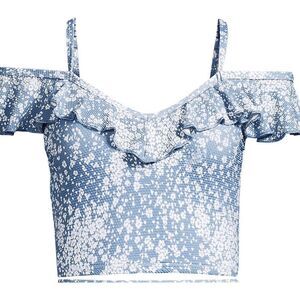 Land's End  Pique Ruffle Midkini Tankini Pique Top Meadow Dixie floral size Med